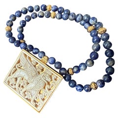 MMA Gold Gilt Pendant Necklace Winged Griffin Lapis Metropolitan Museum of Art