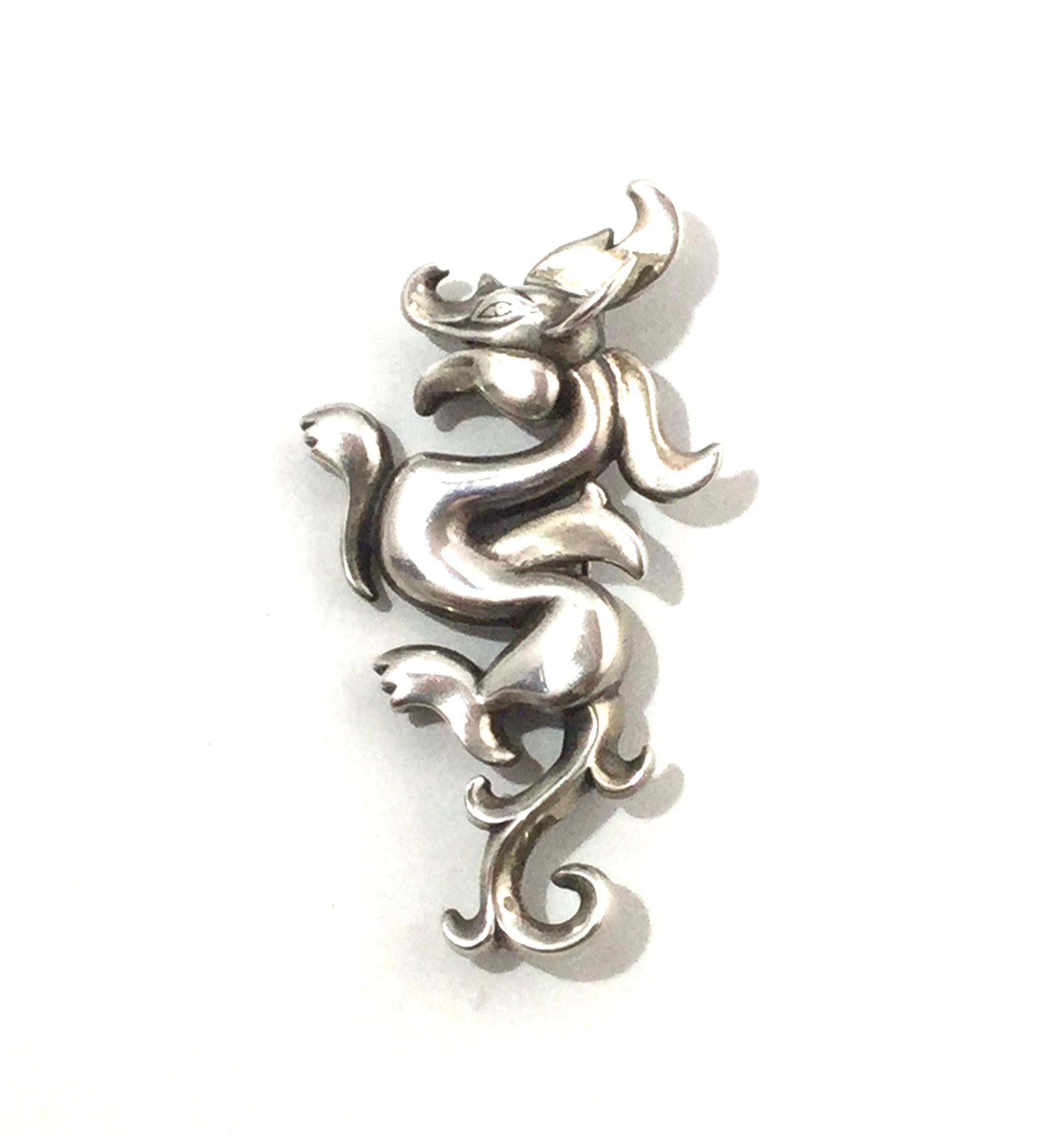 MMA Metropolitan Museum Sterling Silver Dragon Pin Pendant 3