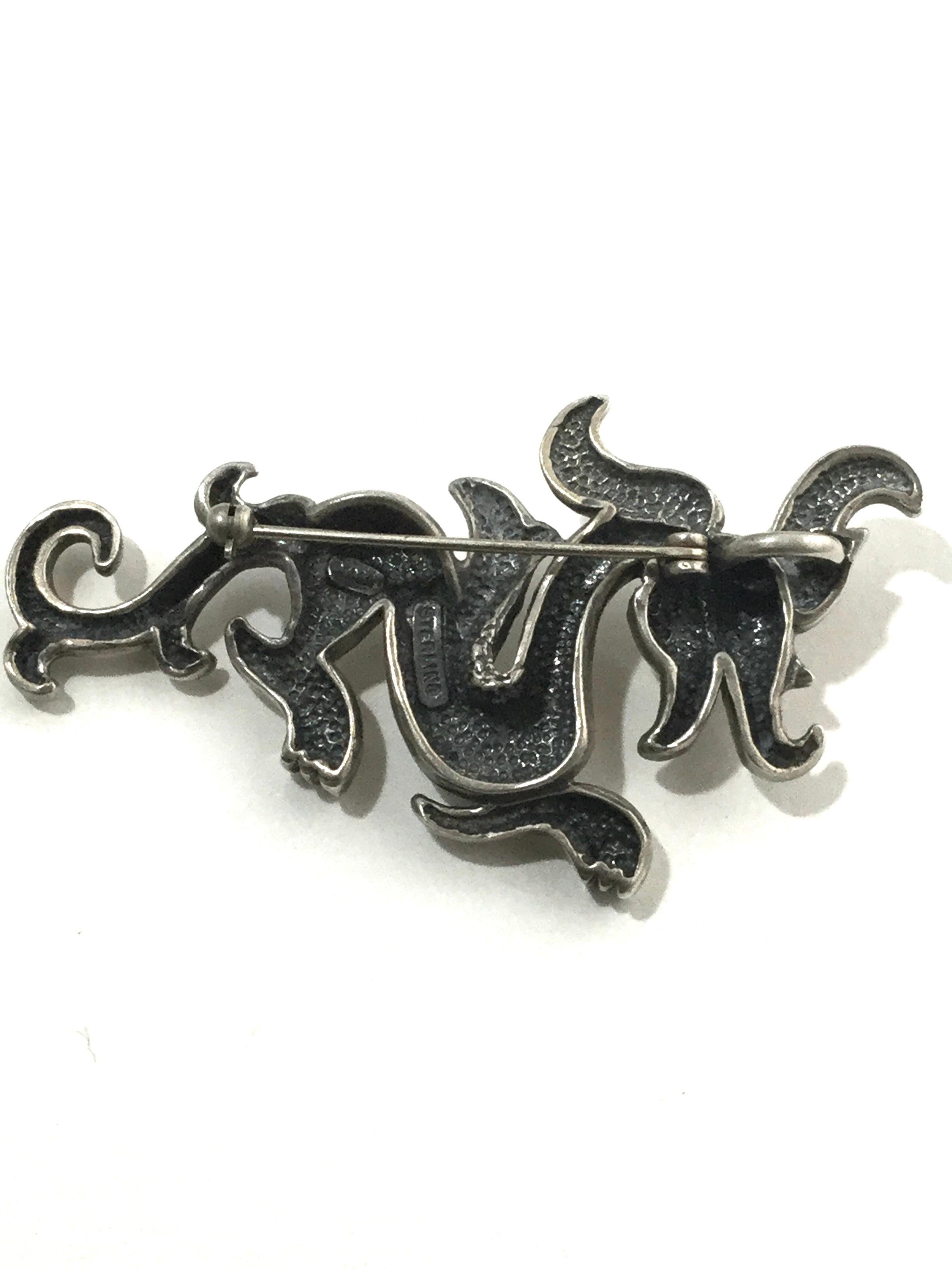 MMA Metropolitan Museum Sterling Silver Dragon Pin Pendant In Good Condition In Washington Depot, CT