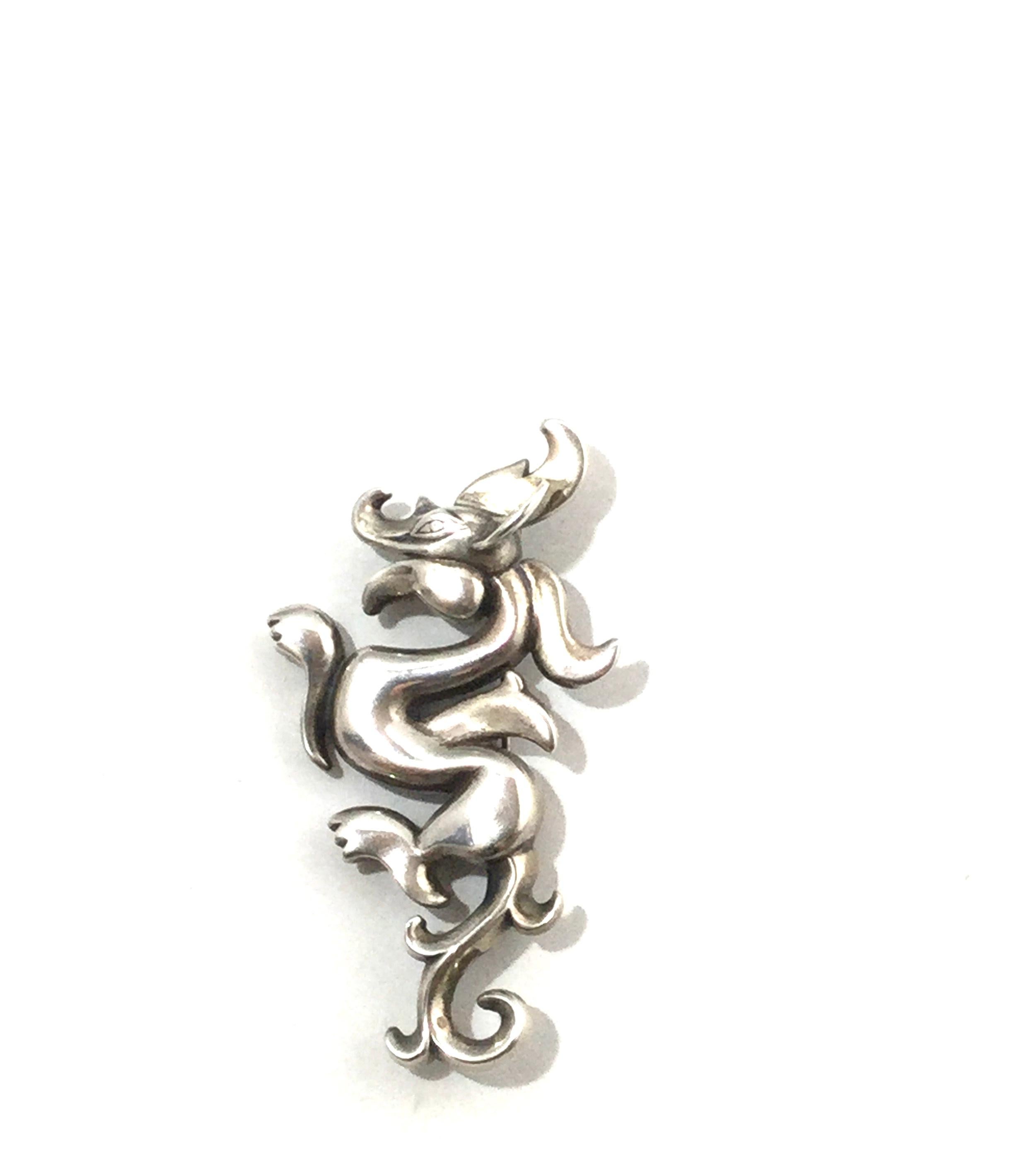 MMA Metropolitan Museum Sterling Silver Dragon Pin Pendant 2