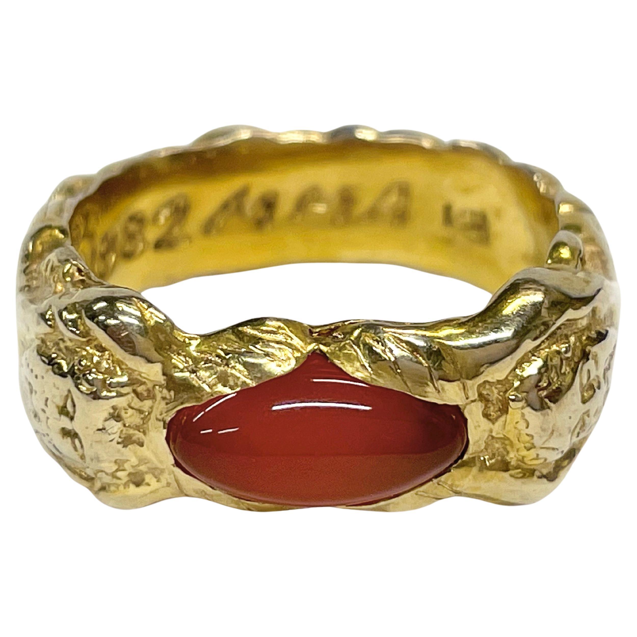 Metropolitan Museum of Art Yellow Gold Carnelian Nugget Ring
