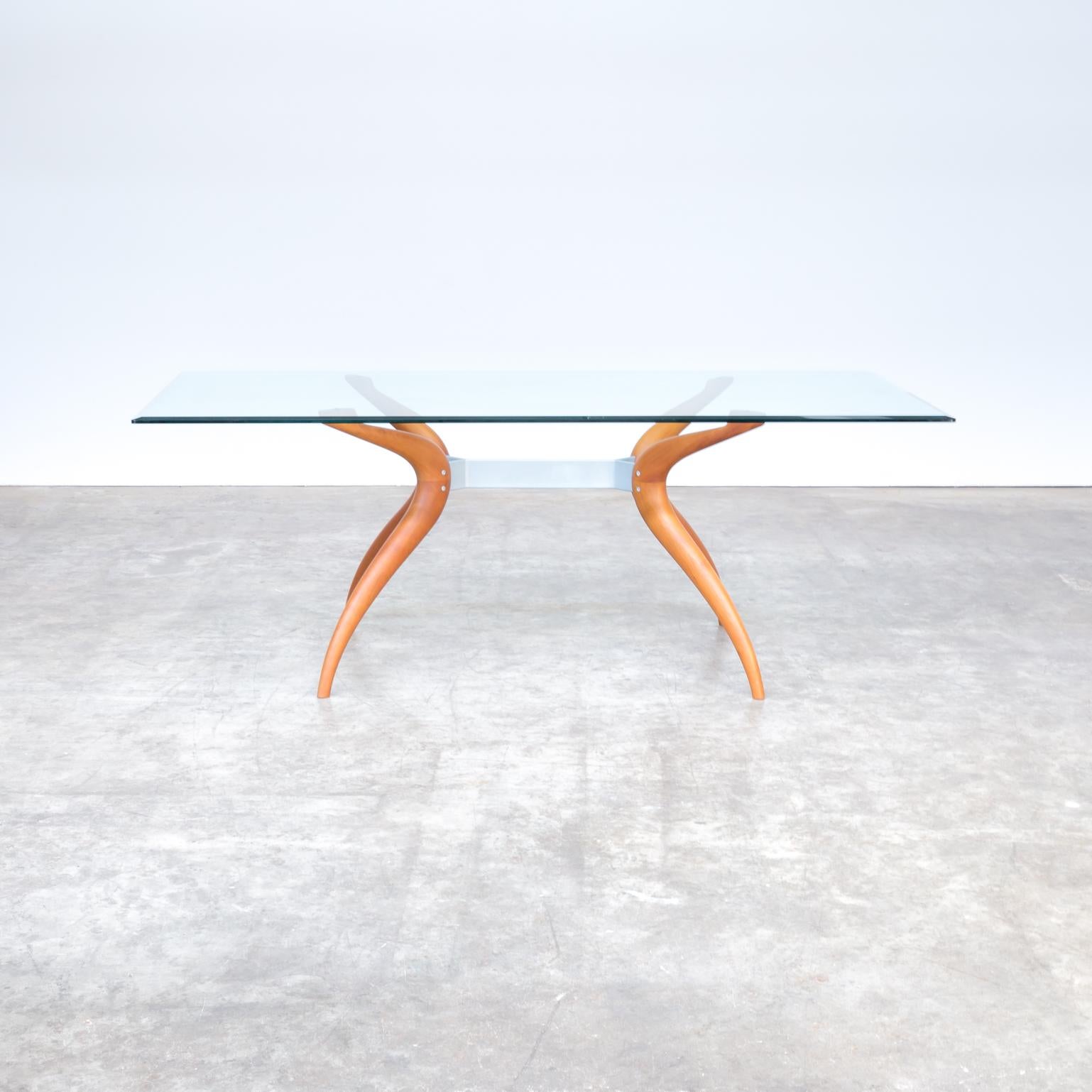 M.Marconato & T. Zappa ‘retro’ walnut and glass dining table for Porada. Very good condition, consistent with age and use.