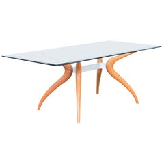 M.Marconato & T. Zappa ‘Retro’ Walnut and Glass Dining Table for Porada