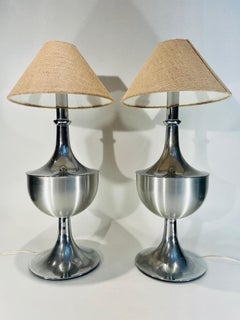 Lampes de table brésiliennes chromées 1950 de Mme Journel.