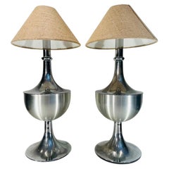 Mme Journel brasilianische verchromte Metall-Tischlampen aus dem Jahr 1950.