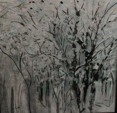 Japanese Black and White Winter Forest  Landscape