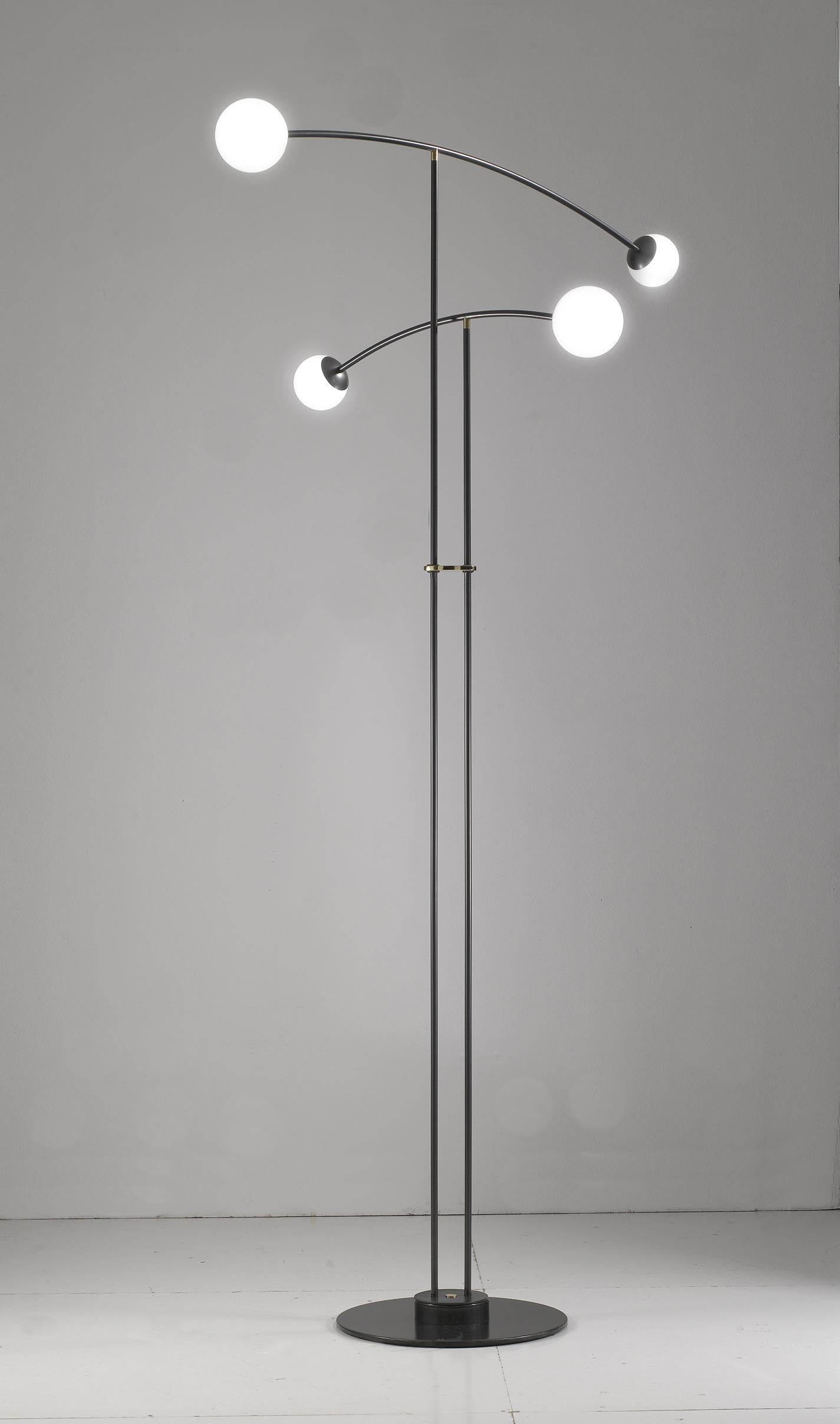 MMM Arch Floor Lamp by MM Lampadari
Dimensions: D 124 x W 40 x H 207 cm.
Materials: Metal and glass.

Different finishes are available. All our lamps can be wired according to each country. If sold to the USA it will be wired for the USA for