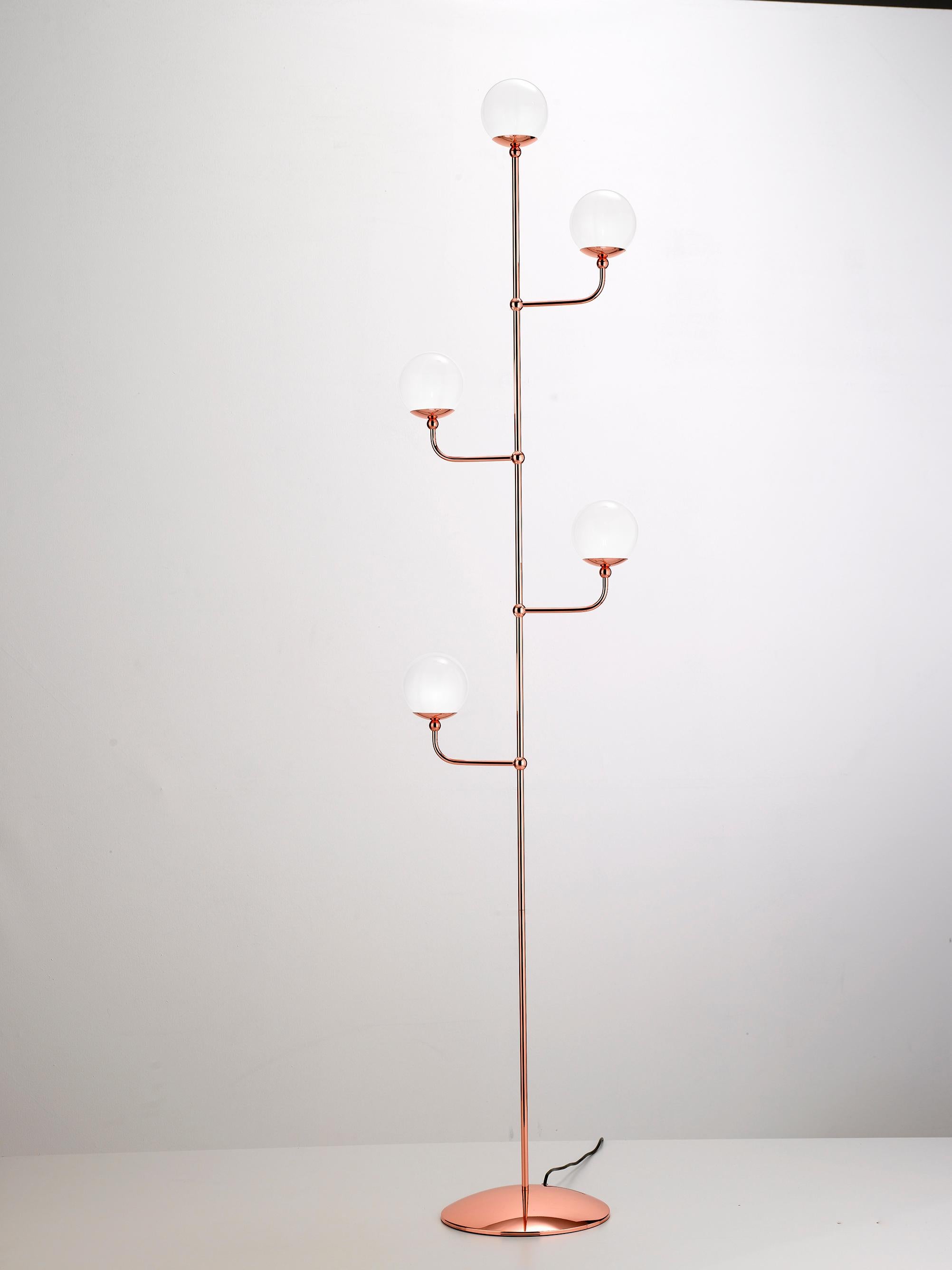 MMM Dots Floor Lamp by MM Lampadari
Dimensions: D 43 x W 30 x H 202 cm.
Materials: White glass and metal.

All our lamps can be wired according to each country. If sold to the USA it will be wired for the USA for instance. Please contact us.

An
