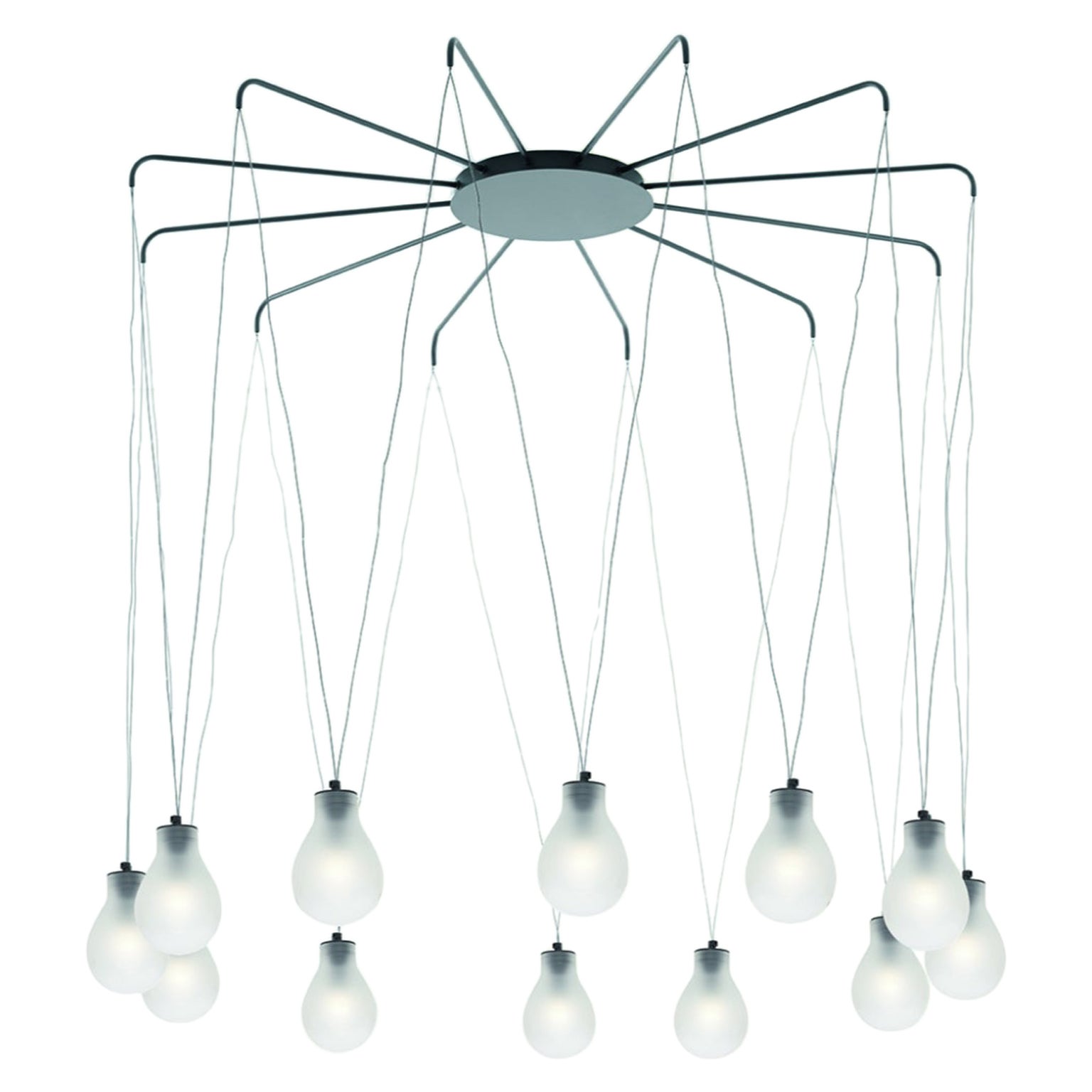 Lampe suspendue MMM Rain 12 en verre dépoli par MM Lampadari
