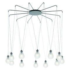 Lampe suspendue MMM Rain 12 en verre dépoli par MM Lampadari