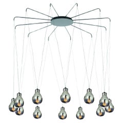 Lampada a sospensione in vetro metallizzato MMM Rain 12 Fumè di MM Lampadari