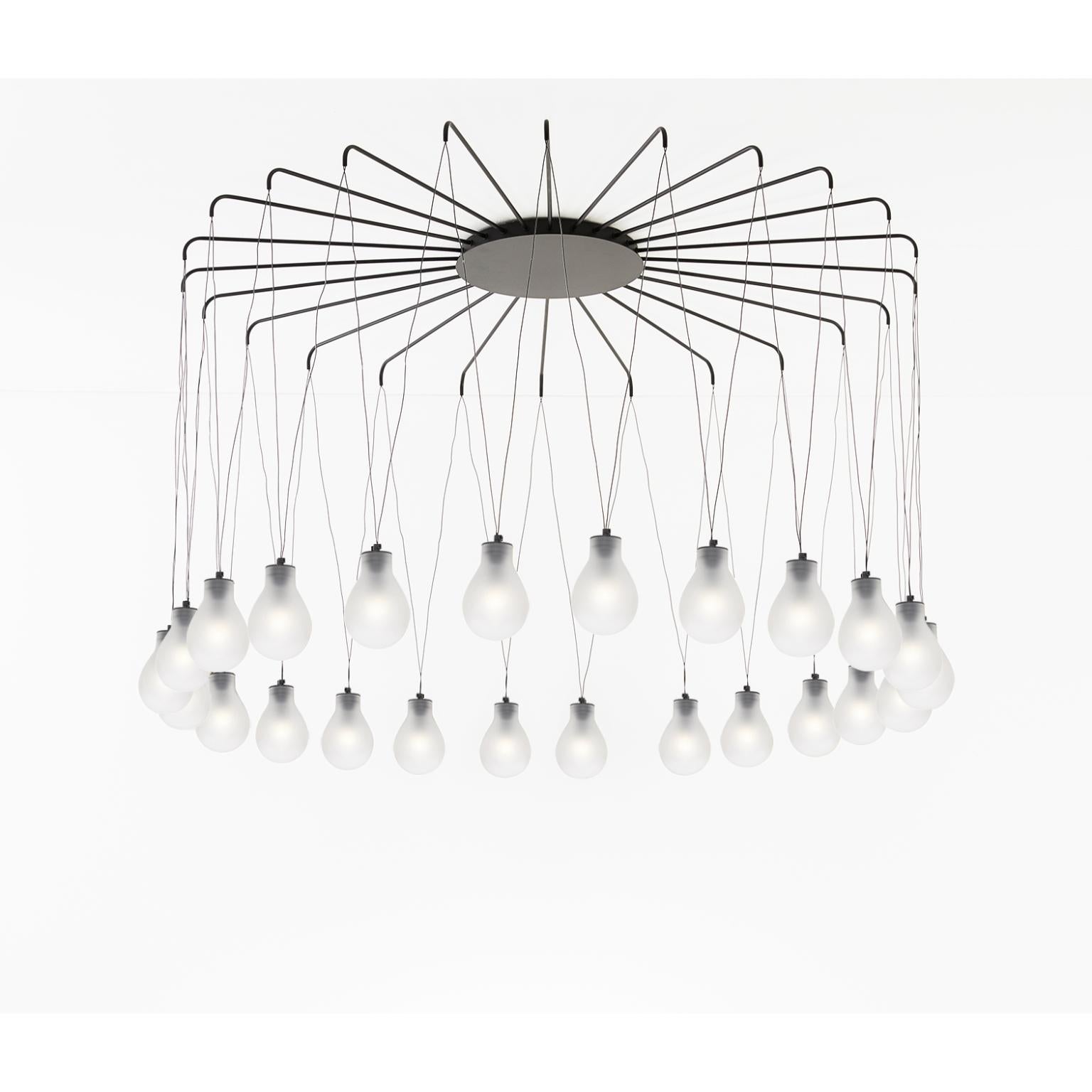 MMM Rain 24 Fumè Lámpara Colgante de Cristal Metálico by MM Lampadari Posmoderno en venta