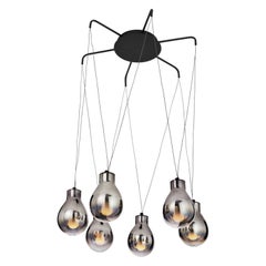 MMM Rain 6 Fumè Metallic Glass Suspension Lamp by MM Lampadari