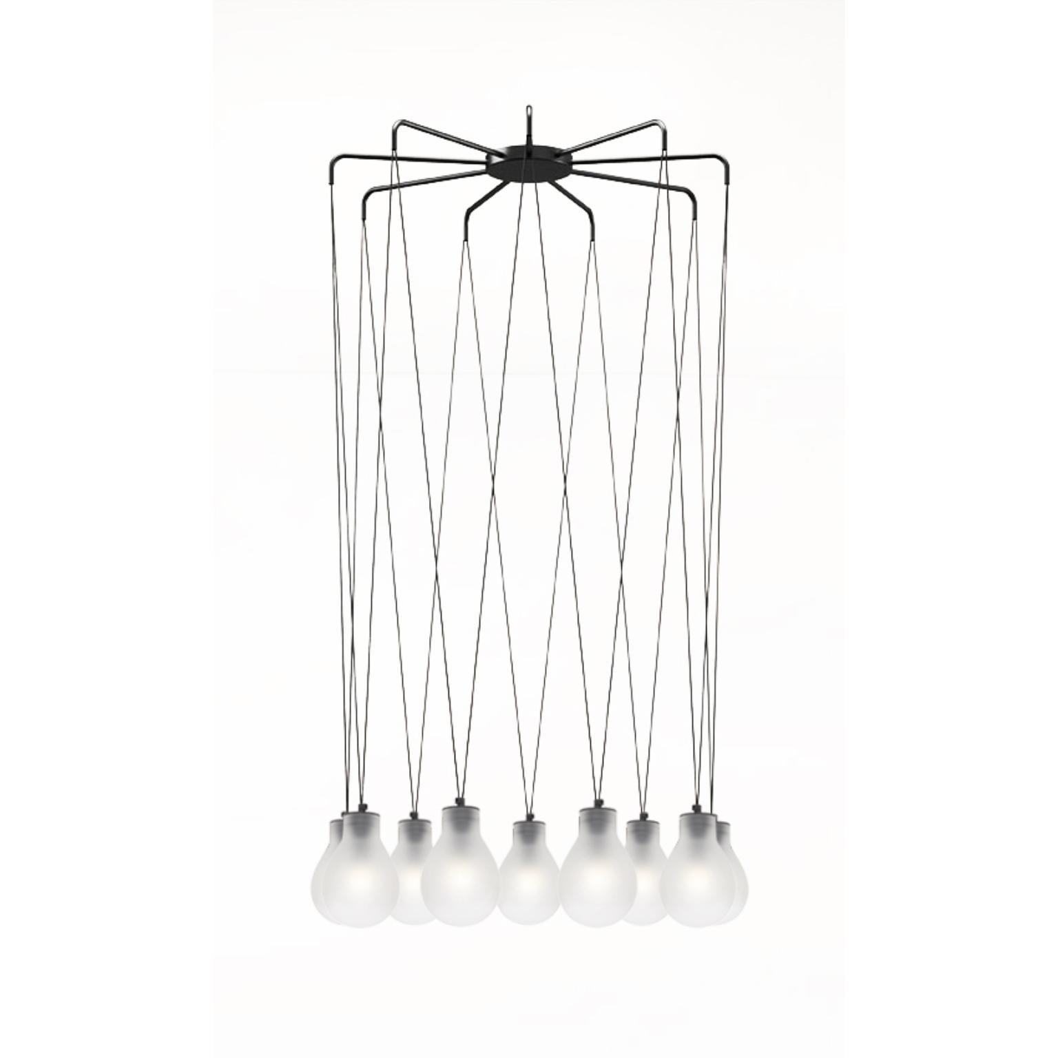 MMM Rain 9 Fumè Lámpara Colgante de Cristal Metálico by MM Lampadari
Dimensiones: P 95 x An 95 x Al 130 cm. 
Materiales: Vidrio y metal.

Todas nuestras lámparas pueden cablearse según cada país. Si se vende a EE.UU., se cableará para ese país, por