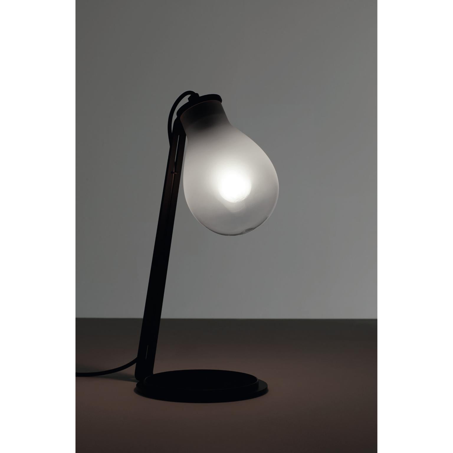 MMM Rain Frosted Glass Table Lamp by MM Lampadari
Dimensions: D 18 x W 22 x H 42 cm. 
Materials: Glass and metal.

All our lamps can be wired according to each country. If sold to the USA it will be wired for the USA for instance. Please contact