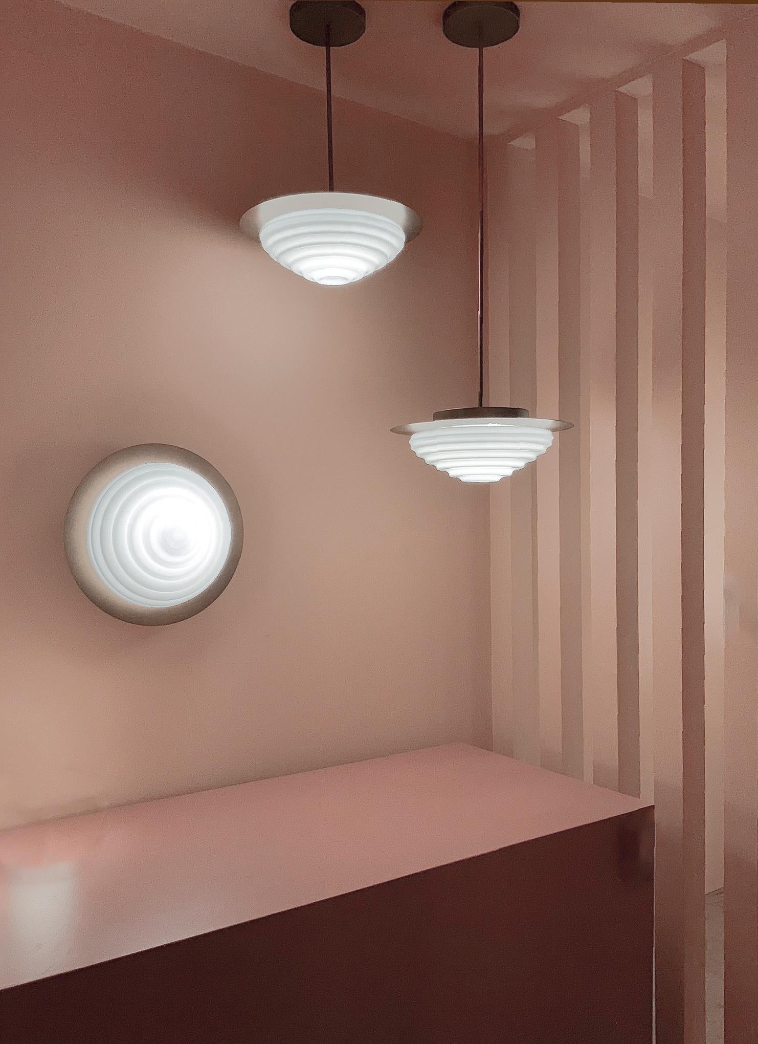 Italian MMM Ripple Flush Mount by MM Lampadari For Sale