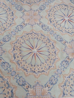 Grande tappeto  a piccolo punto "needlepoint" con disegno continuativo anni ’80