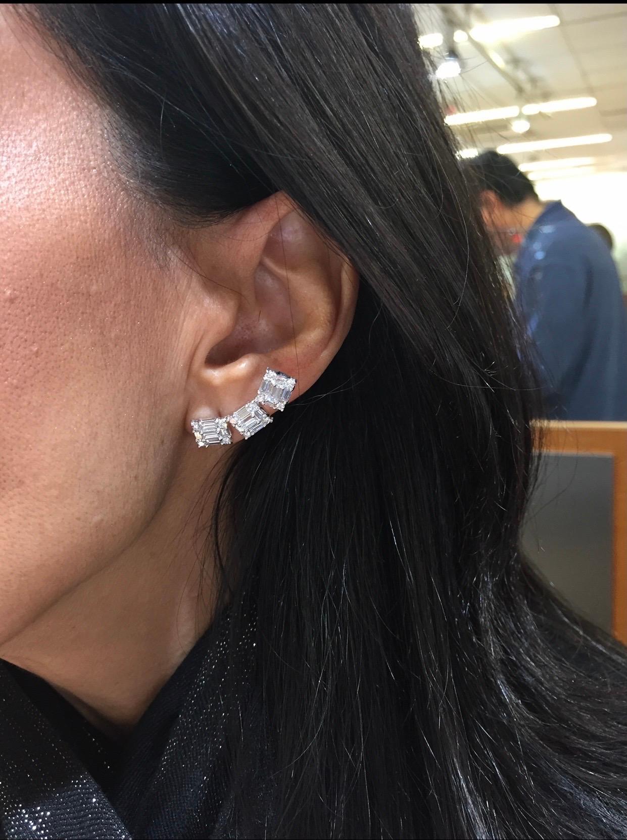 MMNY 3 Carat Diamond 18 Karat White Gold Clarity Ear Climbing Earrings 1