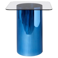 MMPM Minimalist Side Table - Tinted Glass with Polished Tubular Aluminium
