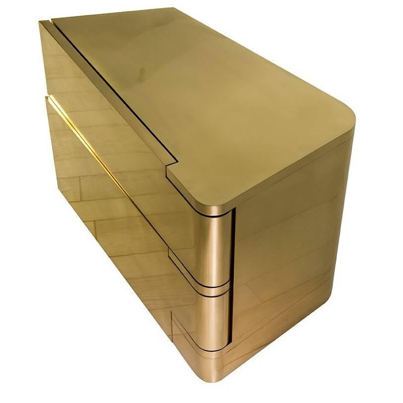 Handcrafted Polished Brass Bedside nightstand or side cabinet table