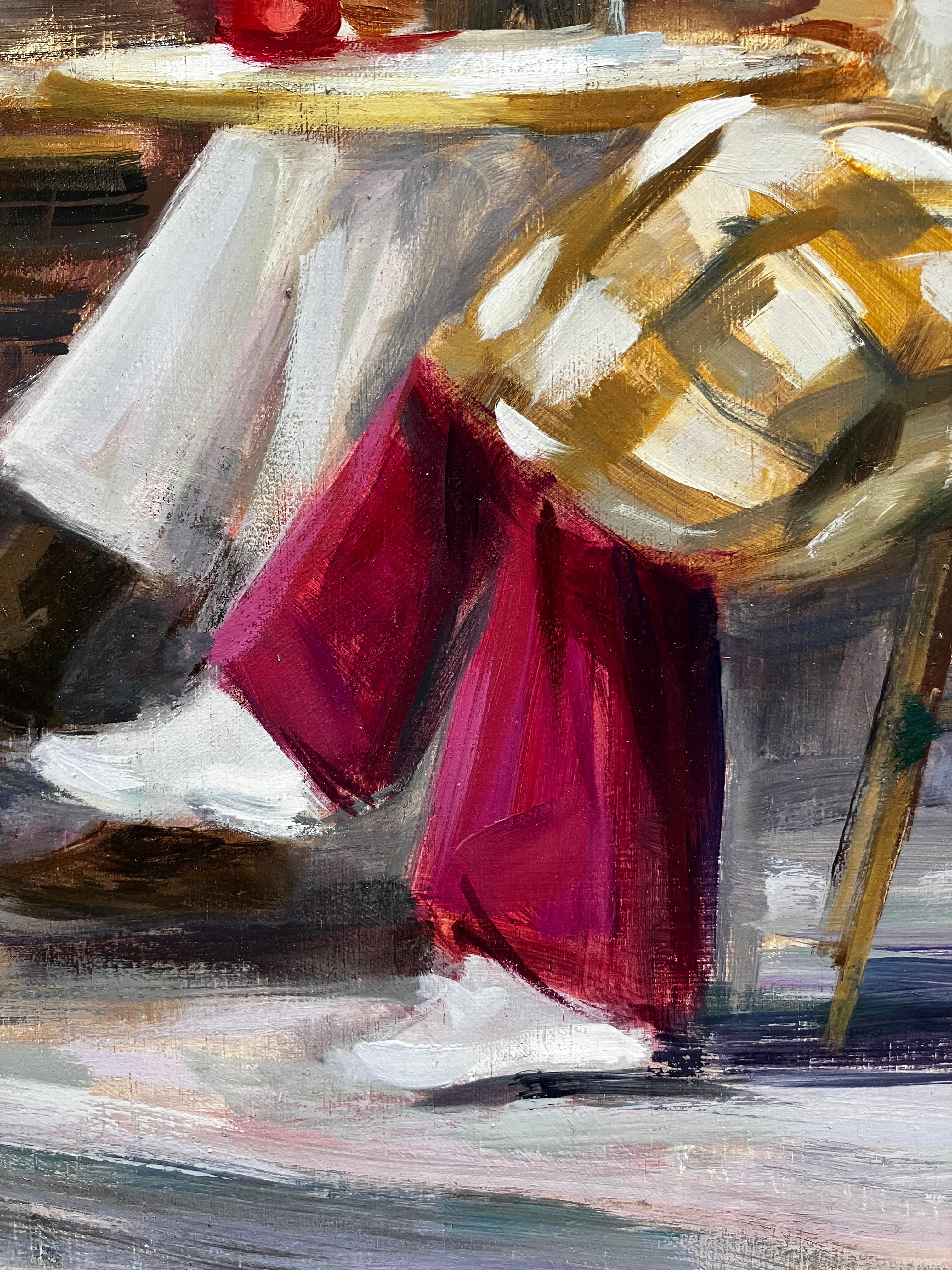 Die spanische Künstlerin Mònica Castanys (1973) lässt sich von Alltagsszenen inspirieren. Momente, Weiblichkeit und Licht sind die Grundlage ihrer Bilder. Ihre Farbpalette erinnert an die Impressionisten, aber mit einer expressiven Note, und ihr