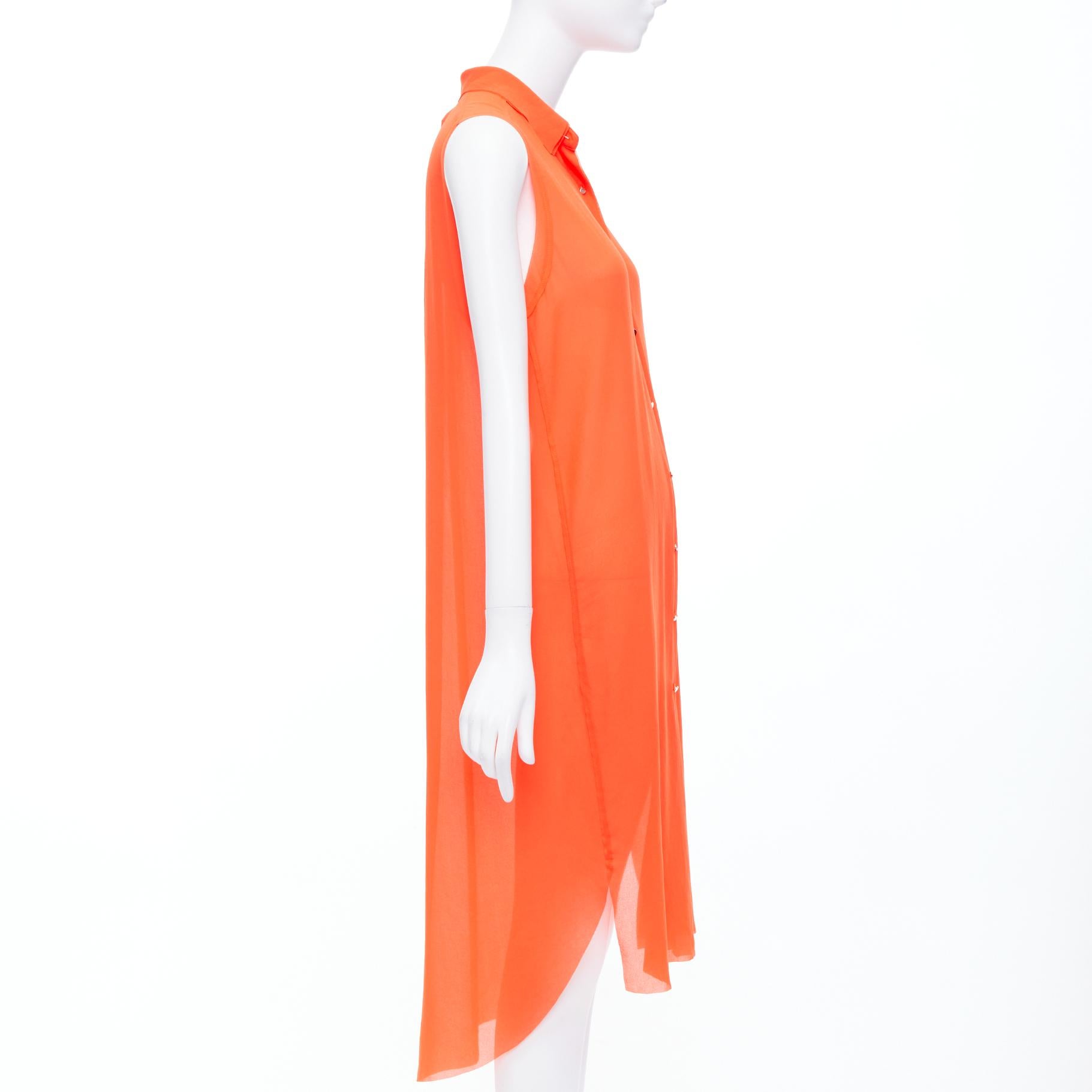 MO & CO - Robe midi orange à col noué et boutons dorés M Excellent état - En vente à Hong Kong, NT
