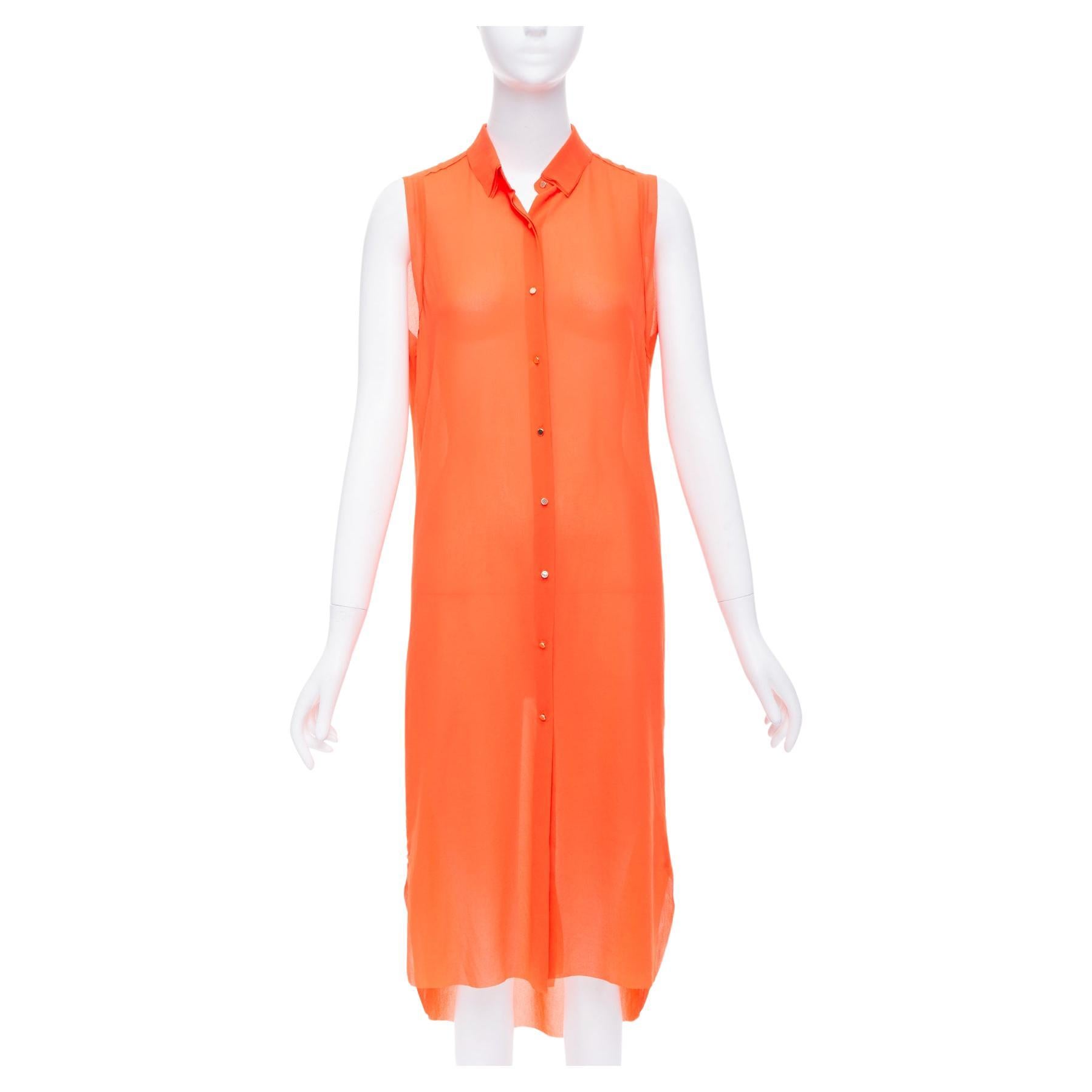 MO & CO - Robe midi orange à col noué et boutons dorés M