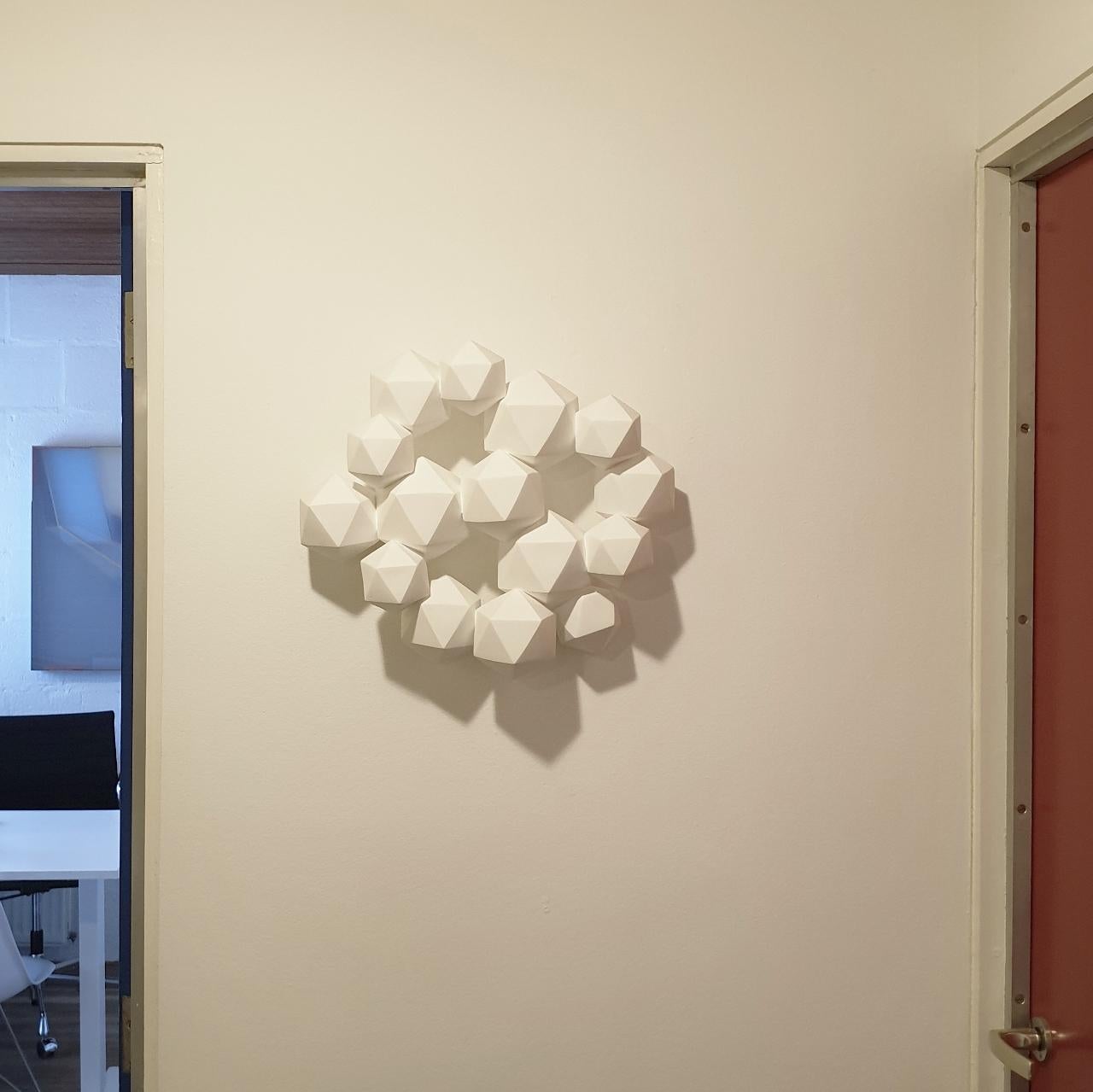 Halfway - contemporary modern abstract geometric ceramic wall sculpture - Sculpture by Mo Cornelisse