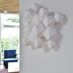 Halfway - contemporary modern abstract geometric ceramic wall sculpture