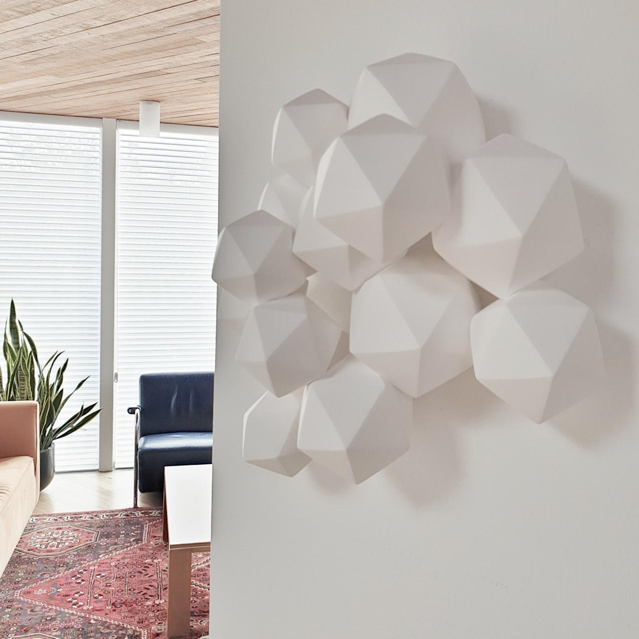 Halfway - contemporary modern abstract geometric ceramic wall sculpture - Sculpture by Mo Cornelisse