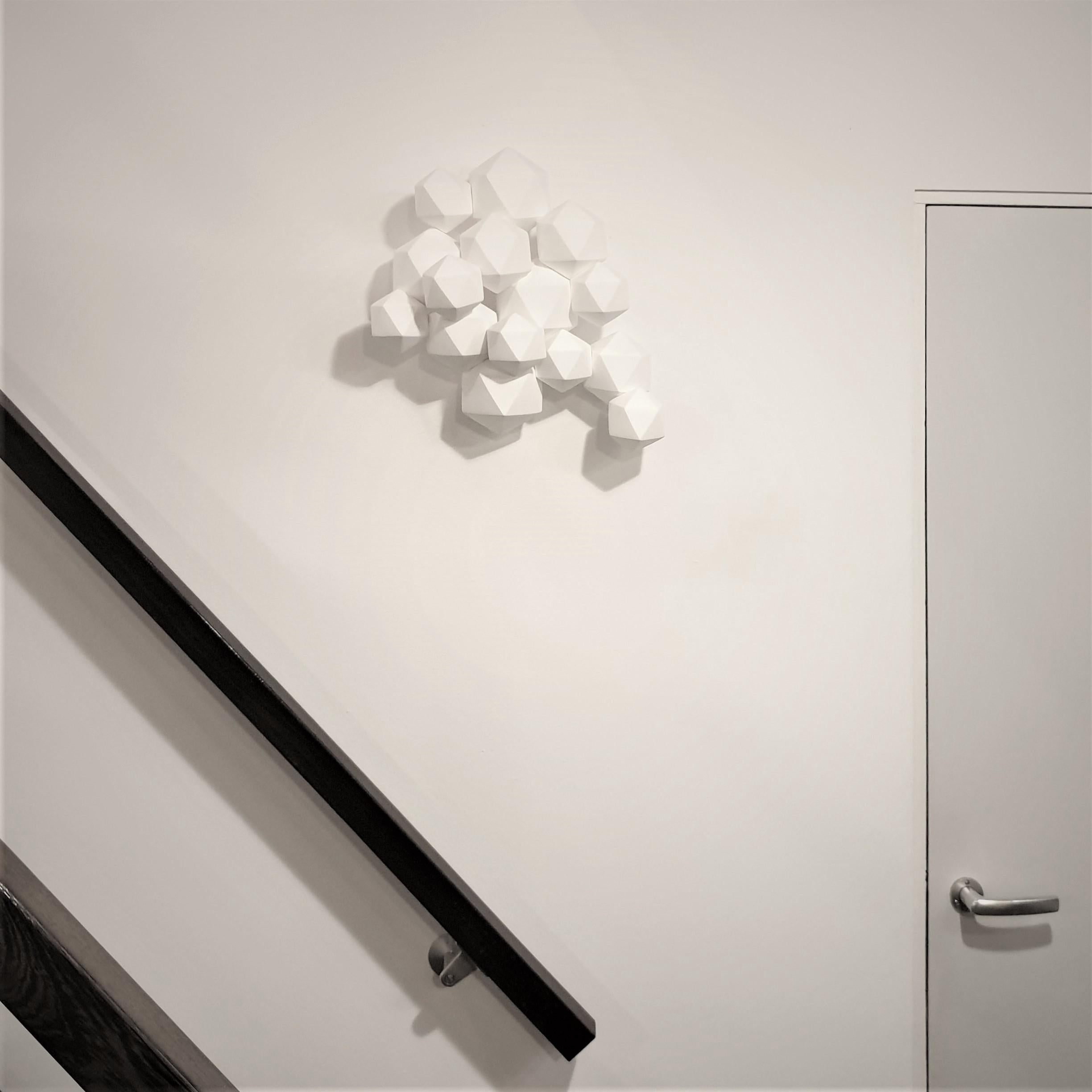 Halfway - contemporary modern abstract geometric ceramic wall sculpture - Sculpture by Mo Cornelisse