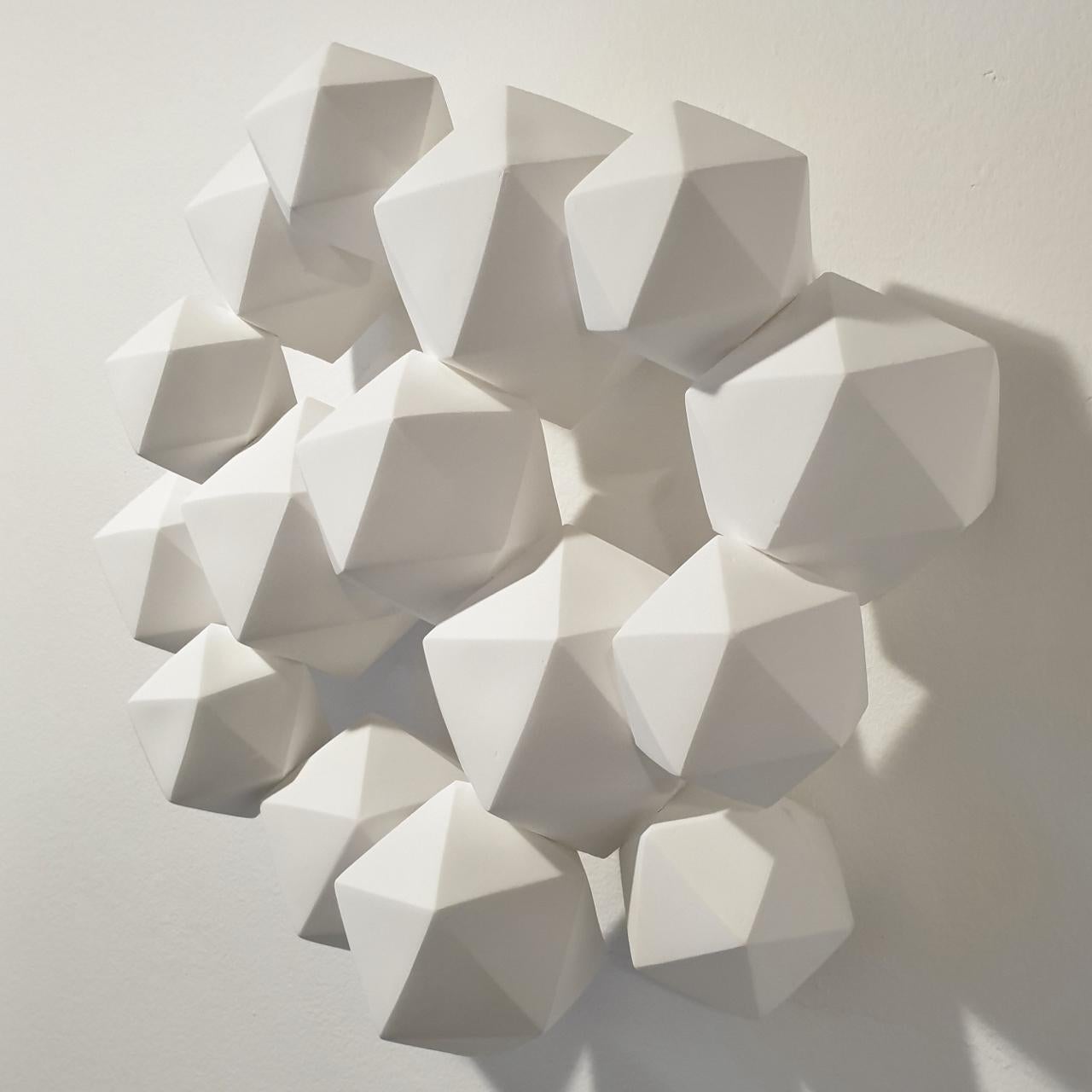 Halfway - contemporary modern abstract geometric ceramic wall sculpture - Abstract Geometric Sculpture by Mo Cornelisse