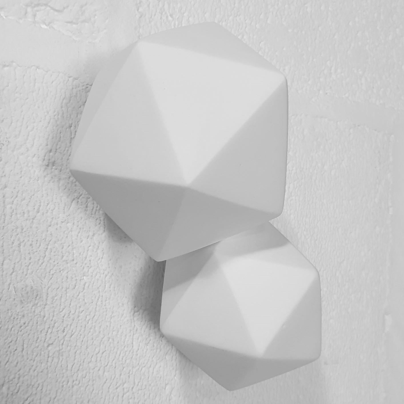 Icosahedron 2 - contemporary modern abstract geometric ceramic wall sculpture - Sculpture by Mo Cornelisse
