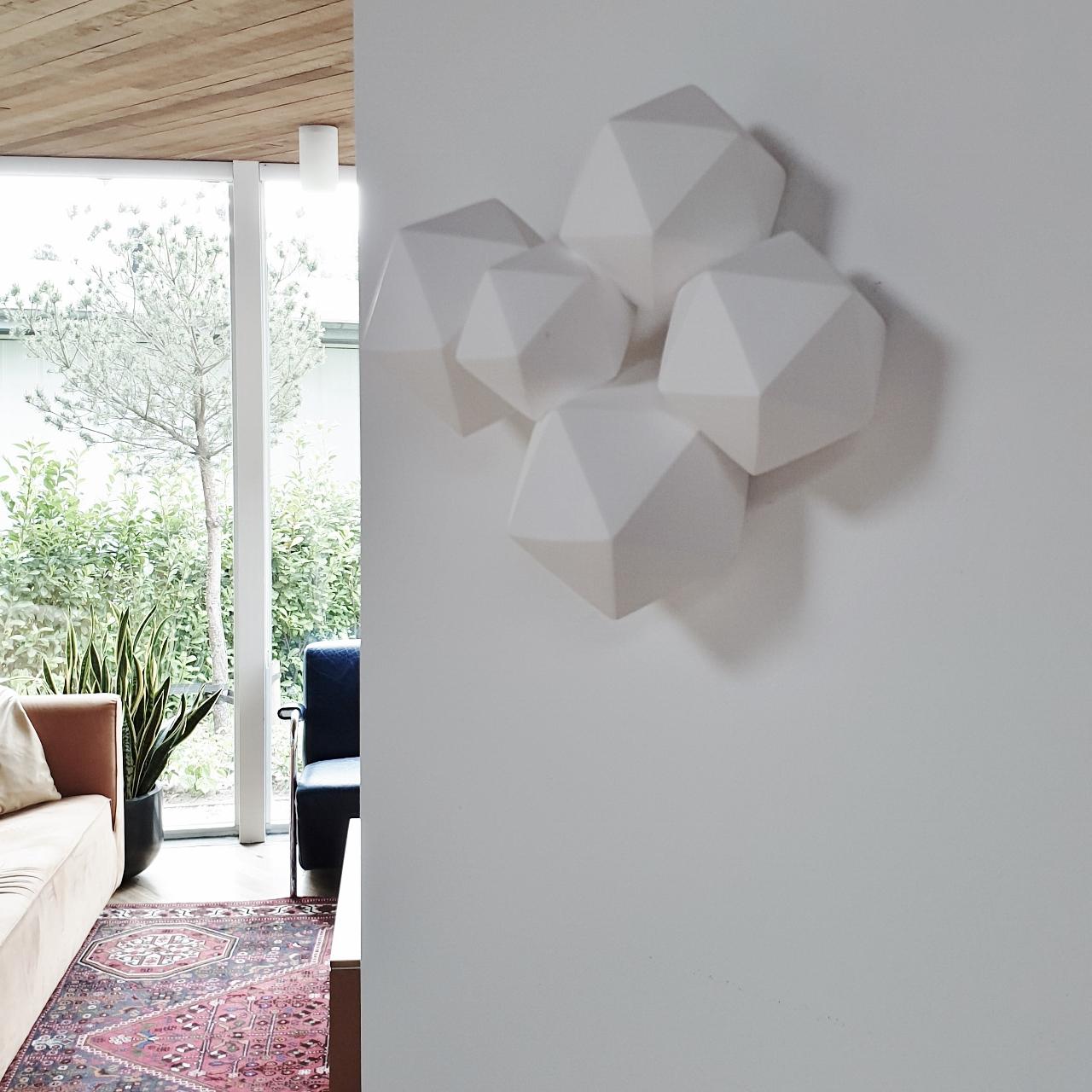 Icosahedron 5 - contemporary modern abstract geometric ceramic wall sculpture - Sculpture by Mo Cornelisse