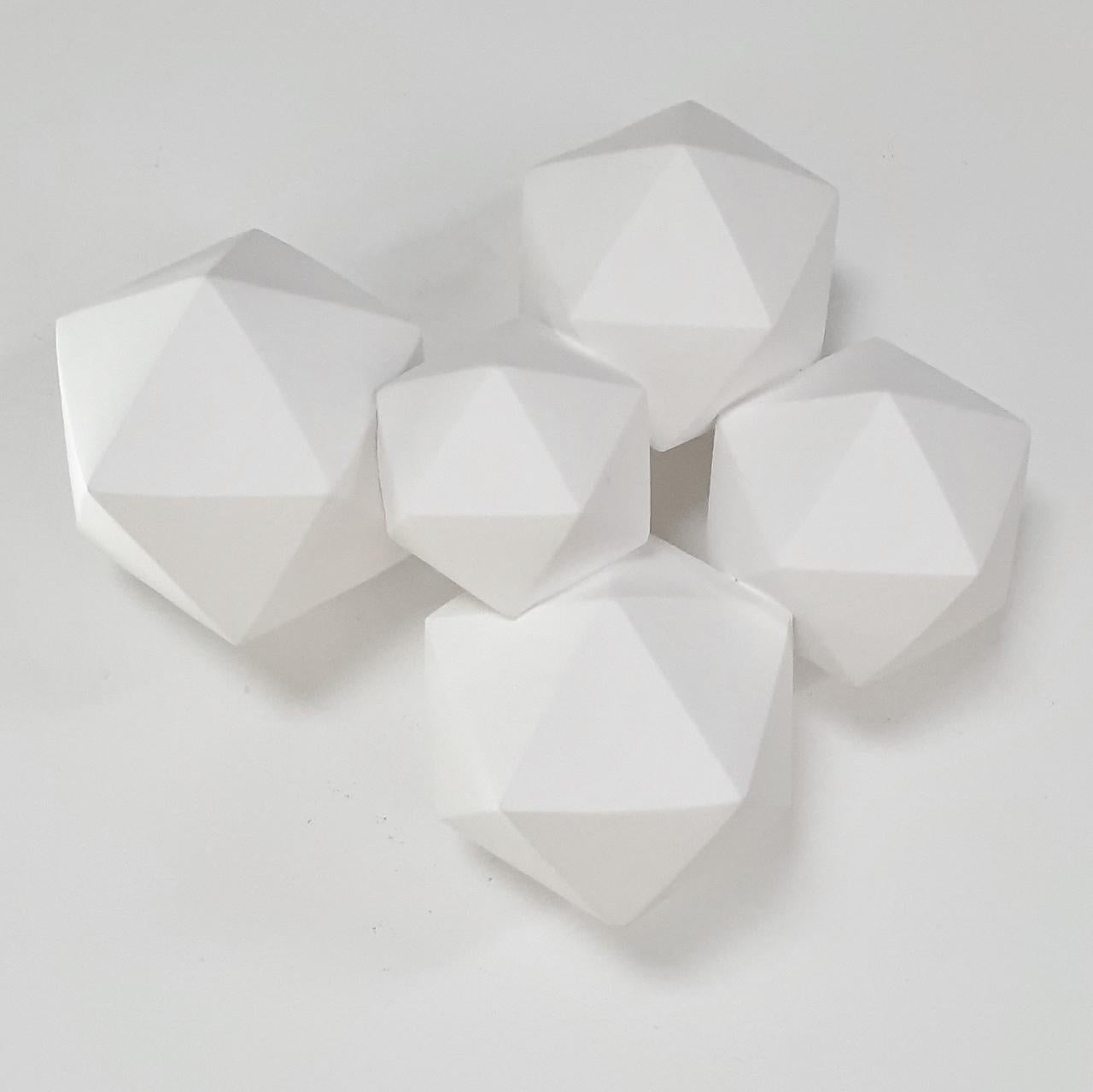 Mo Cornelisse Abstract Sculpture - Icosahedron 5 - contemporary modern abstract geometric ceramic wall sculpture