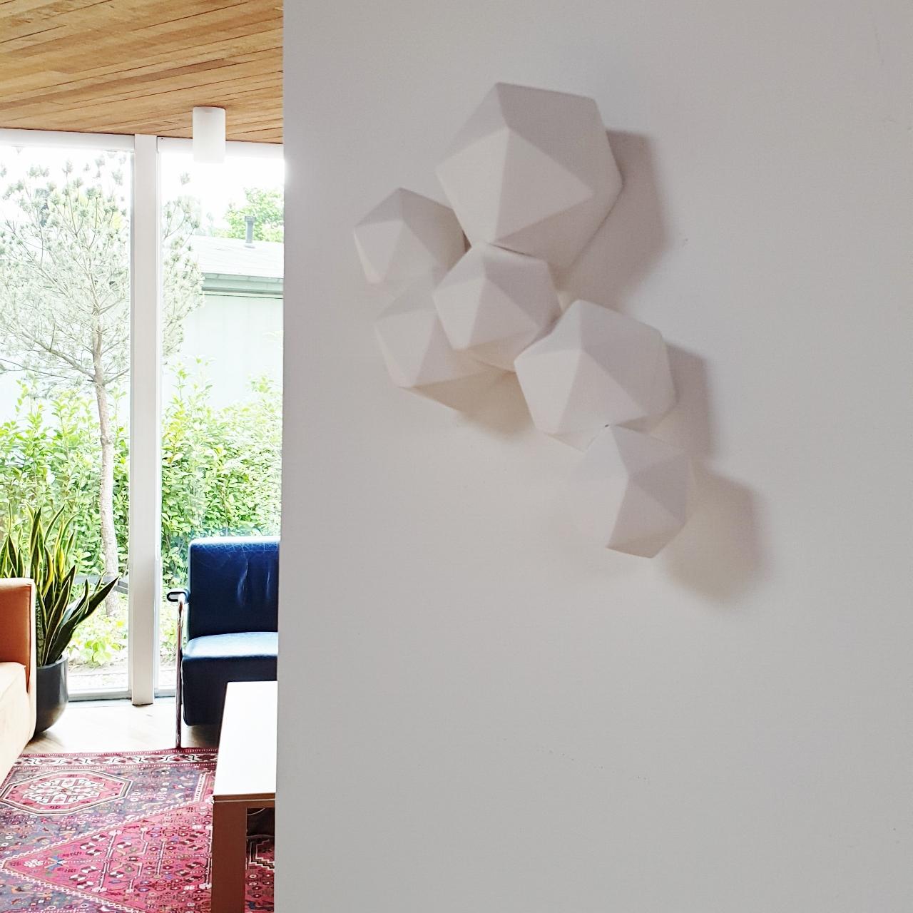 Icosahedron 6 - contemporary modern abstract geometric ceramic wall sculpture - Sculpture by Mo Cornelisse