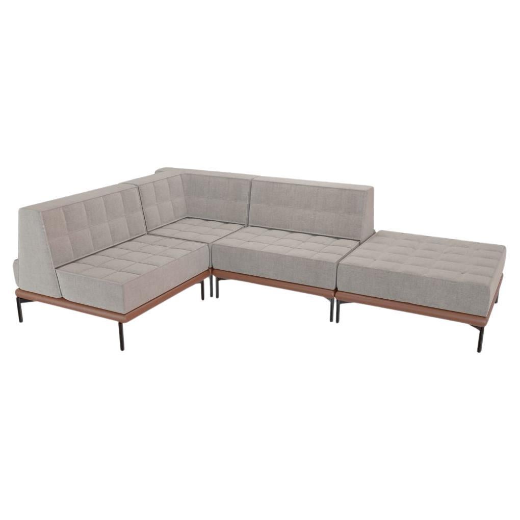 Mo Modern Modular Outdoor Sofa Beige Upholstery and Leather Details