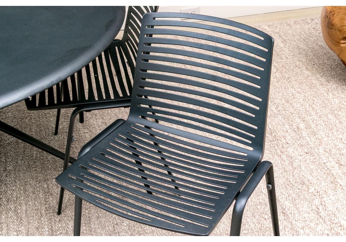 MOAI Italian Round Dining Table & 6 MOAI Stackable Zebra Chairs For Sale 3