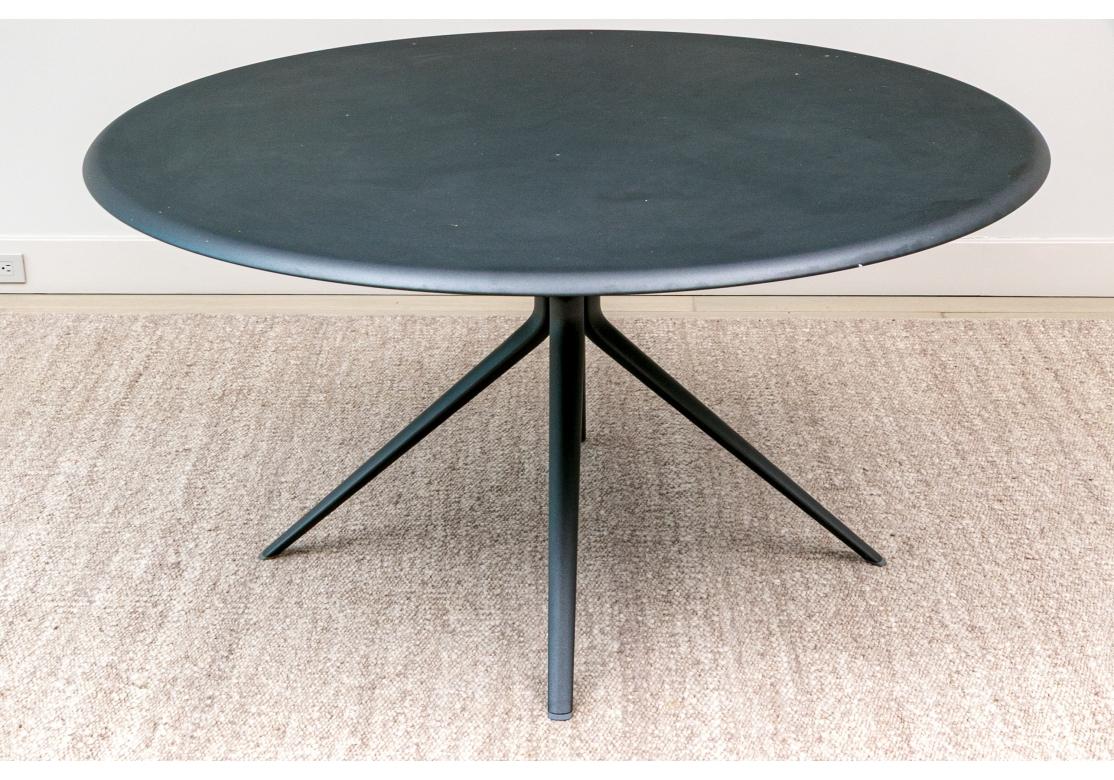 MOAI Italian Round Dining Table & 6 MOAI Stackable Zebra Chairs For Sale 4