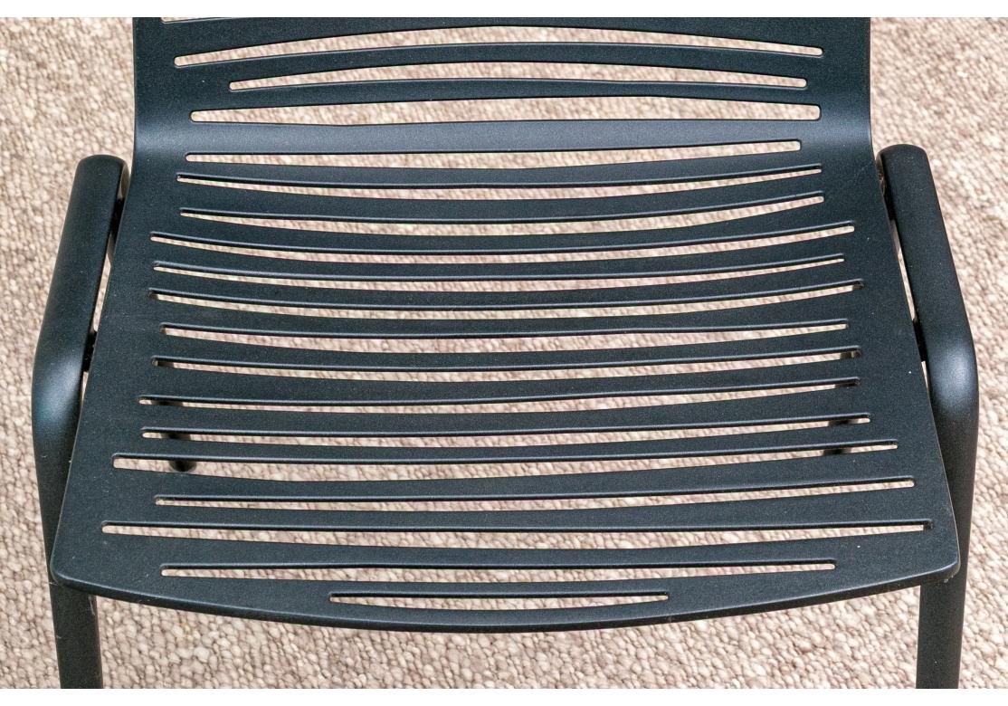 MOAI Italian Round Dining Table & 6 MOAI Stackable Zebra Chairs For Sale 8