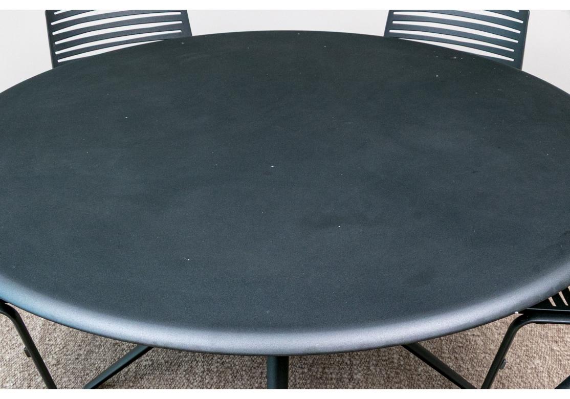 MOAI Italian Round Dining Table & 6 MOAI Stackable Zebra Chairs For Sale 9