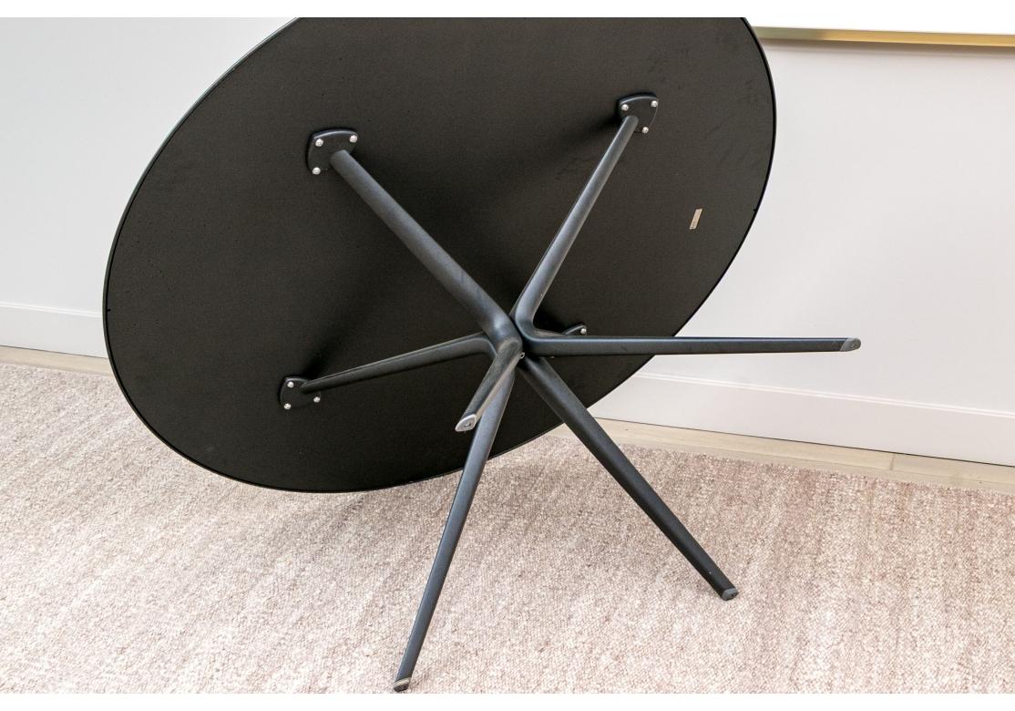 MOAI Italian Round Dining Table & 6 MOAI Stackable Zebra Chairs For Sale 11
