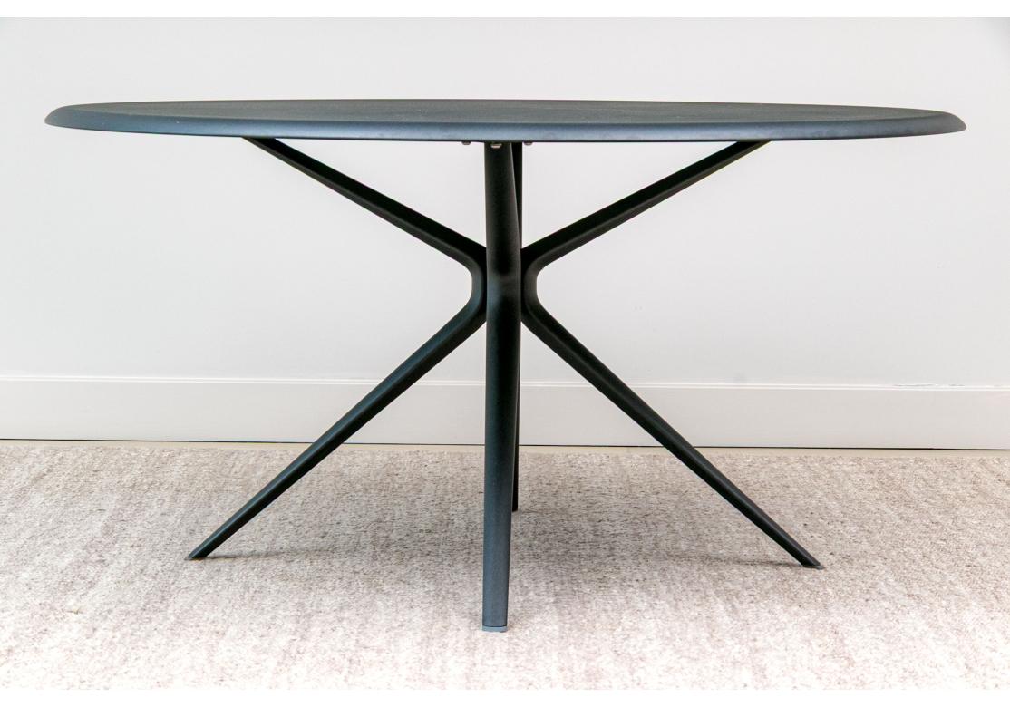 Mid-Century Modern MOAI Italian Round Dining Table & 6 MOAI Stackable Zebra Chairs For Sale