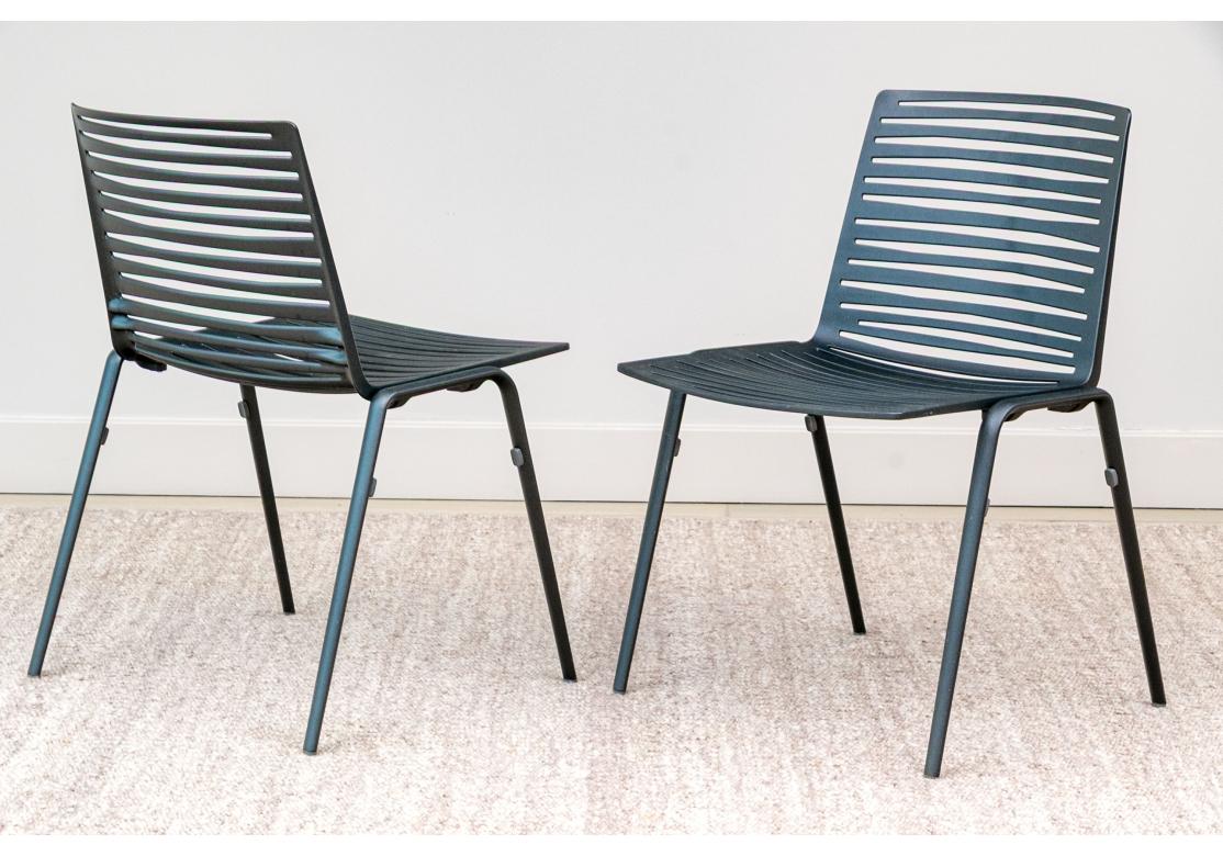 Powder-Coated MOAI Italian Round Dining Table & 6 MOAI Stackable Zebra Chairs For Sale