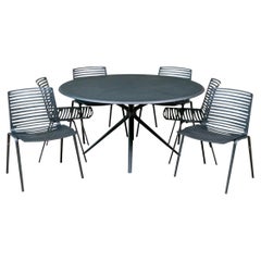 MOAI Italian Round Dining Table & 6 MOAI Stackable Zebra Chairs