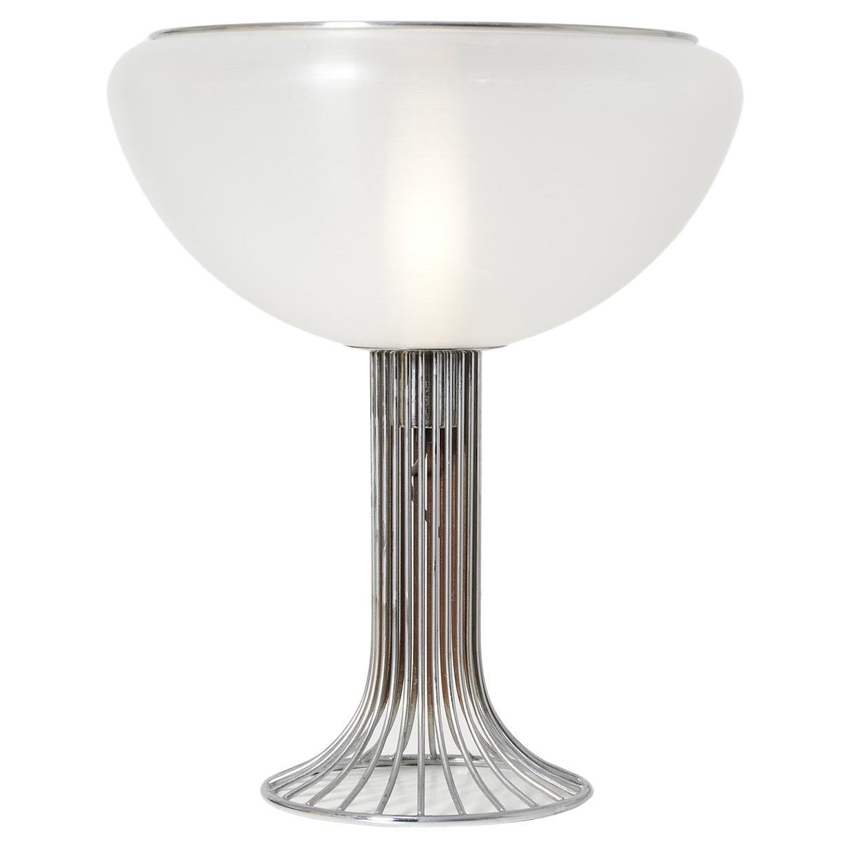 Lampada da tavolo/pavimento Moana in metallo cromato di Luigi Massoni per DH Guzzini, Italia 1970
