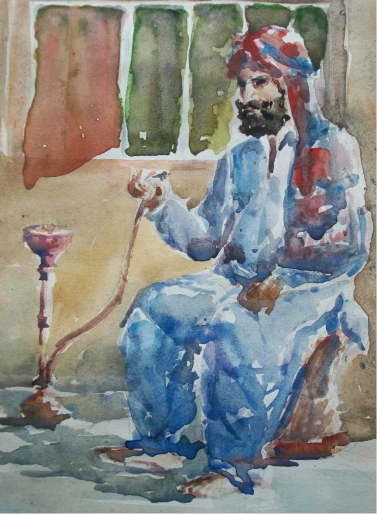 MOAZZAM ALI - Acuarela Vintage del Sur de Asia - Pakistán - Finales del siglo XX. Pakistaní en venta