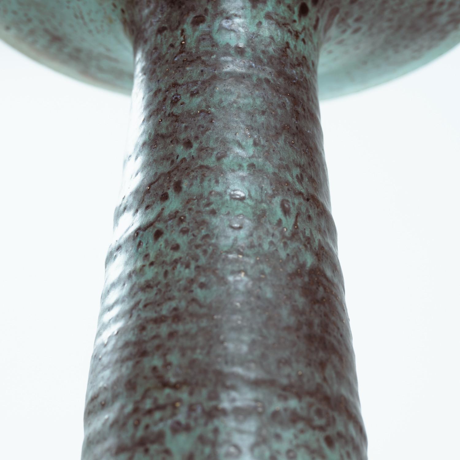 Late 20th Century Dutch green pottery Mobach brutalist large vase, The Netherlands, 1970s For Sale