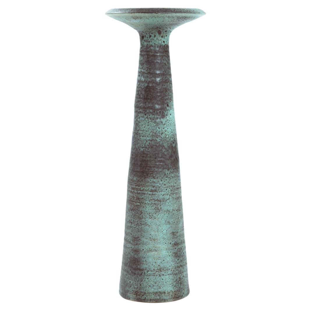 Dutch green pottery Mobach brutalist large vase, The Netherlands, 1970s
