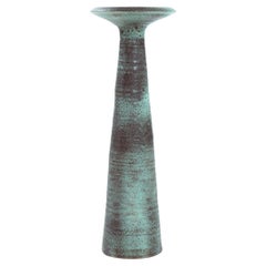 Dutch green pottery Mobach brutalist large vase, The Netherlands, 1970s
